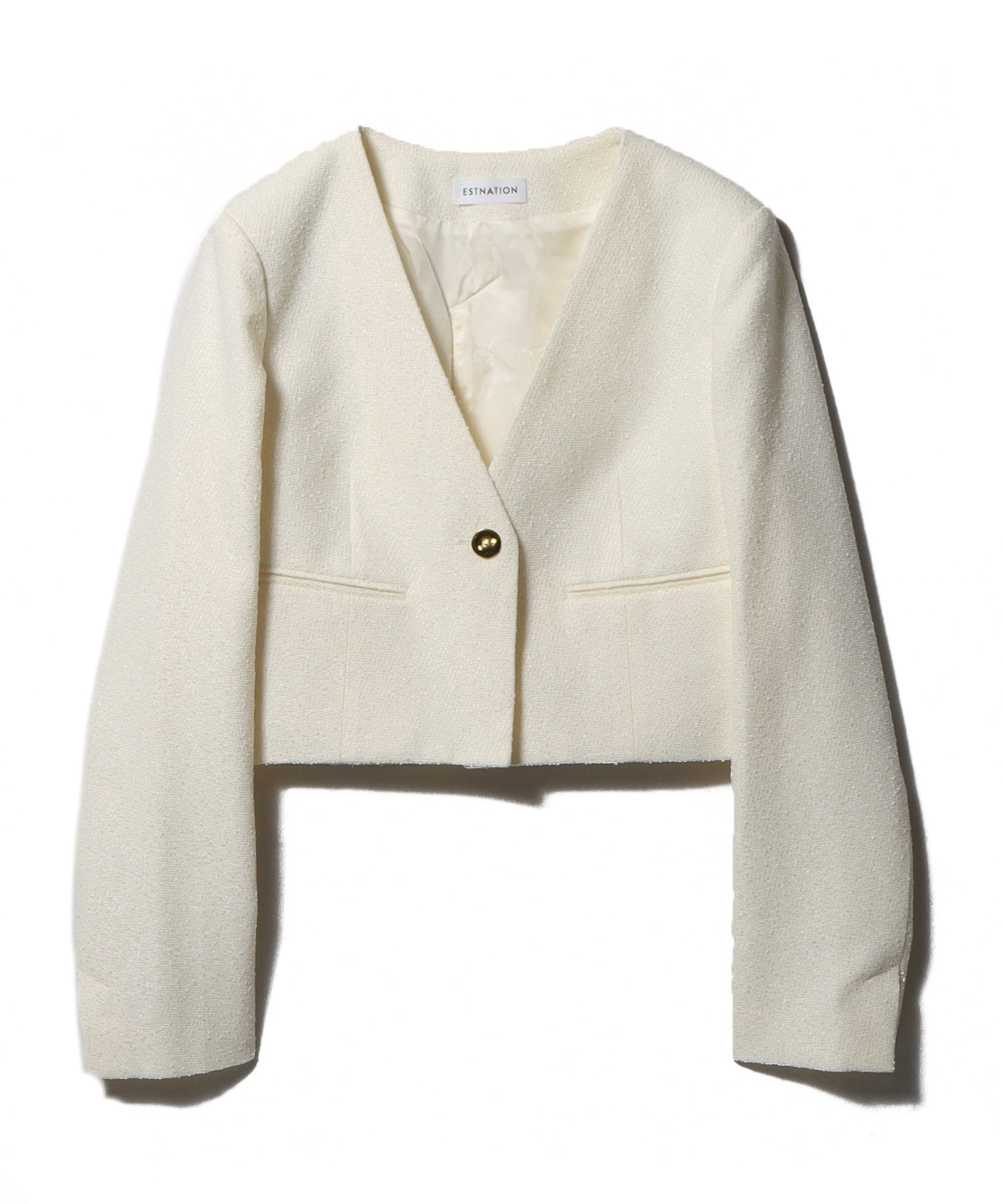 リングツイード ノーカラーショートジャケット