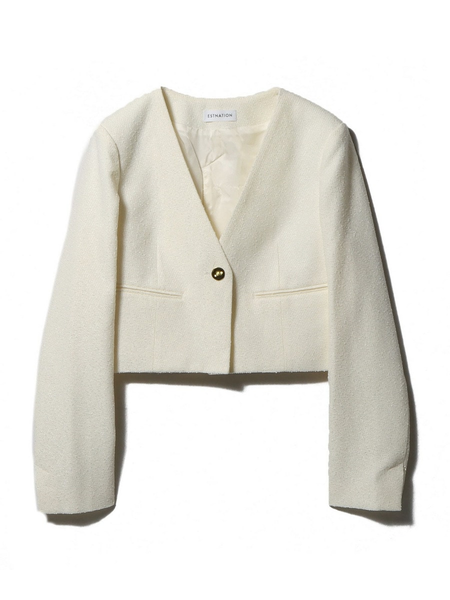 ESTNATION / リングツイード ノーカラーショートジャケット｜ESTNATION