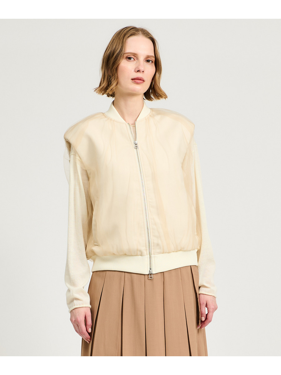 チュールレイヤード ノースリーブジレ