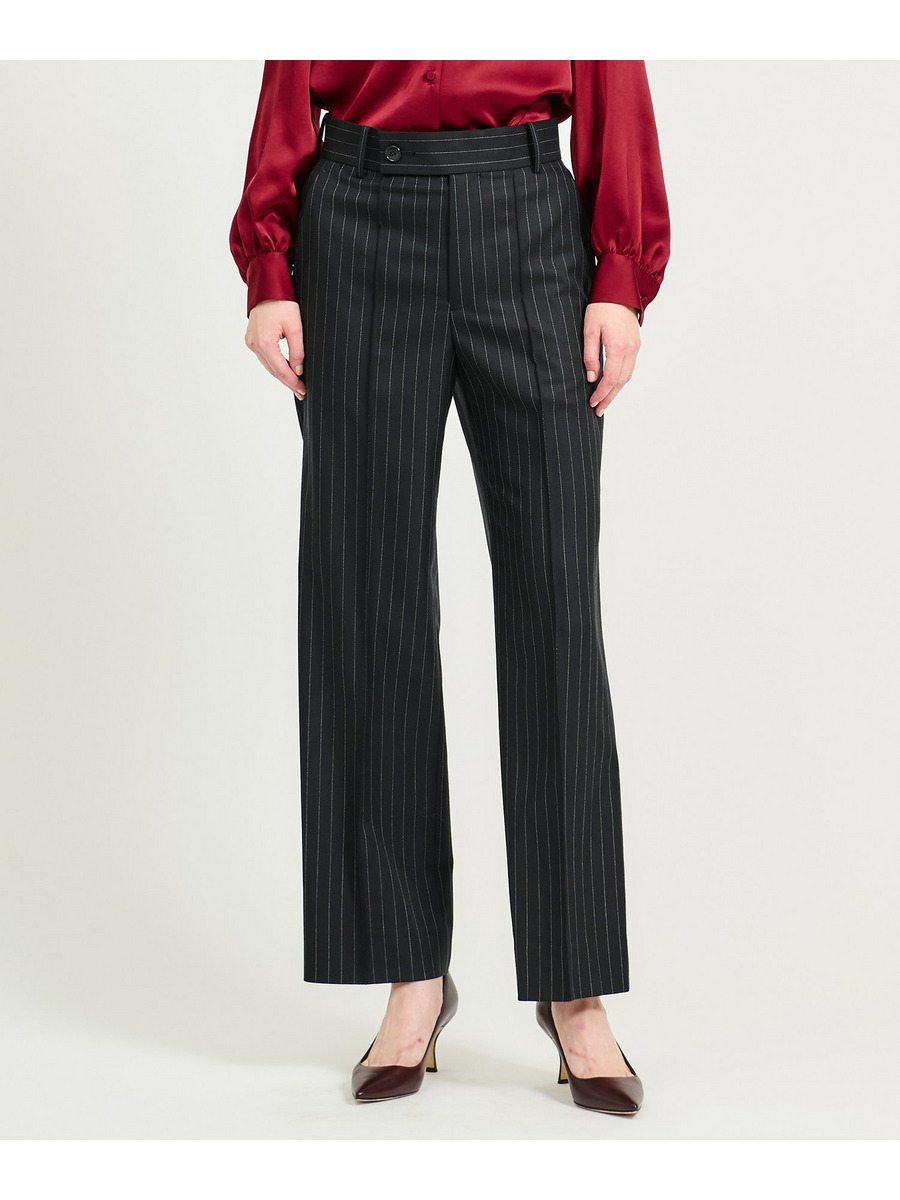ピンストライプ ストレートワイドパンツ