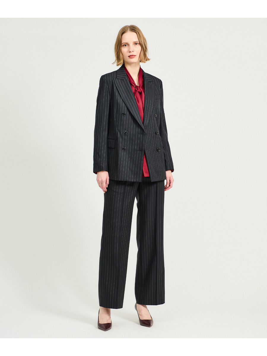 ESTNATION エストネーション ESTNATION / ピンストライプ ストレートワイドパンツ｜ESTNATION