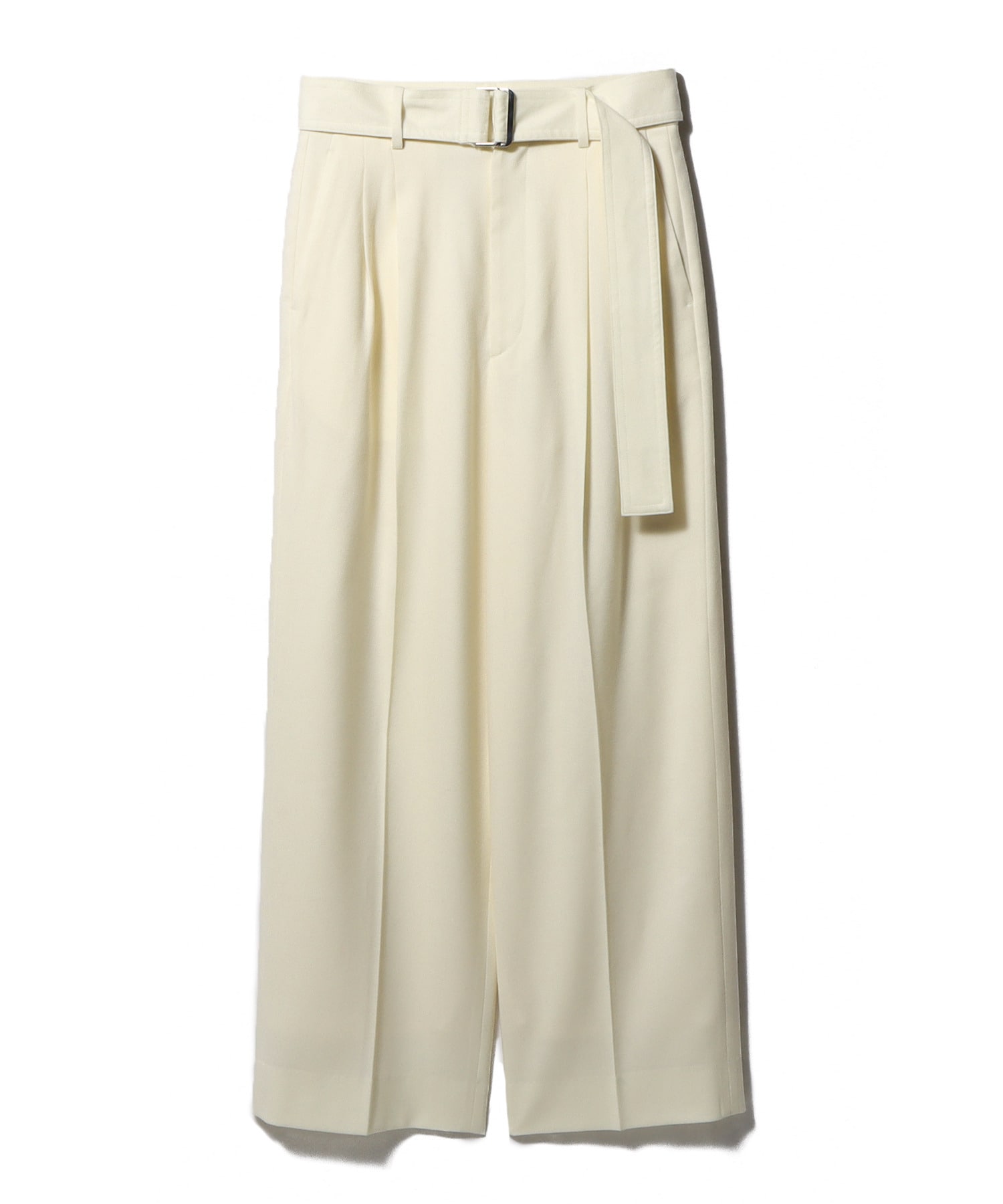 ウールツータックベルテッドパンツ