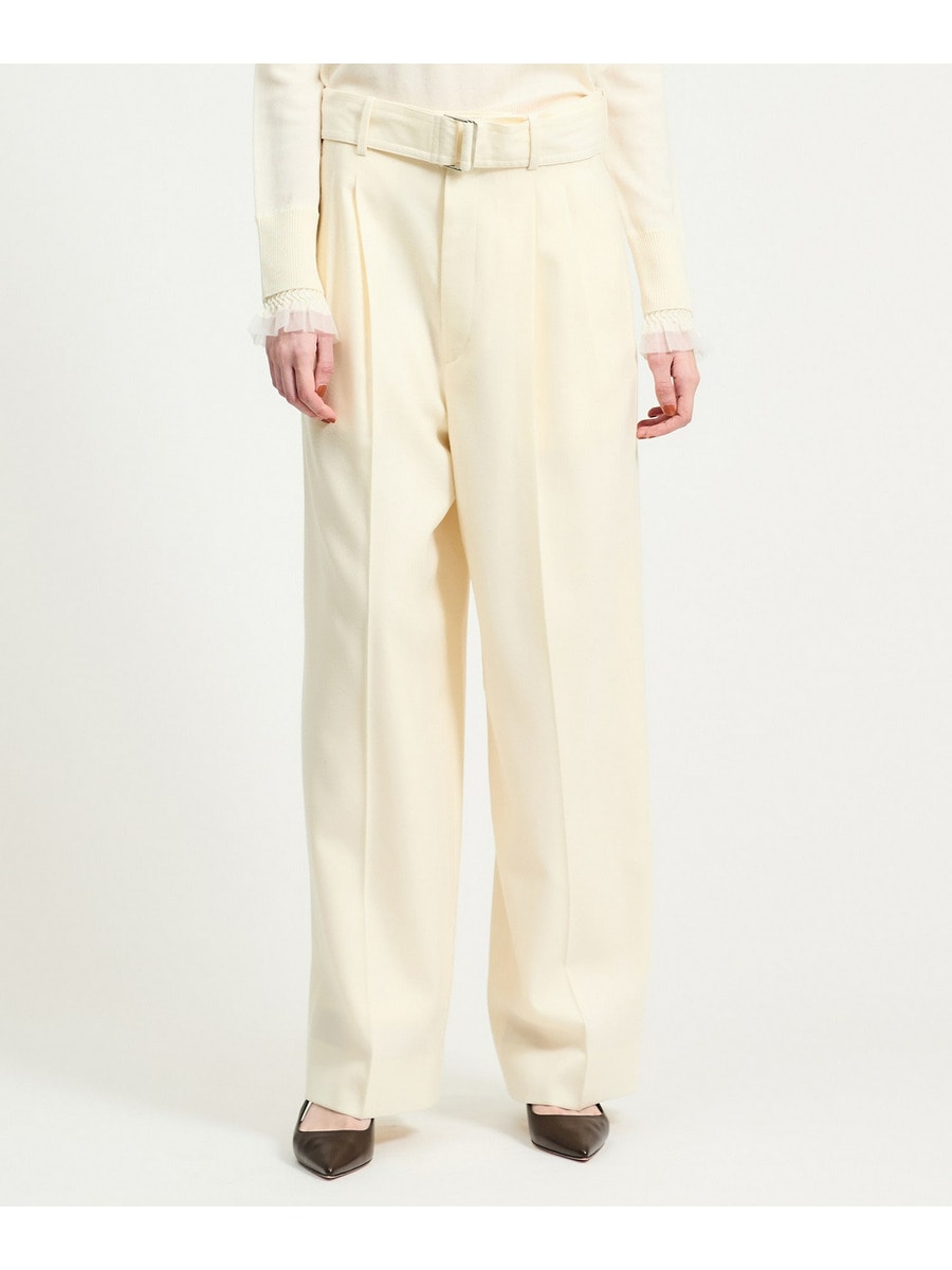 ウールツータックベルテッドパンツ