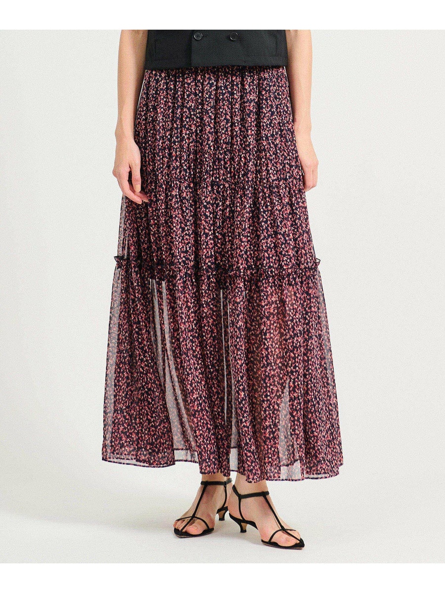 シャーリング ティアード マキシスカート