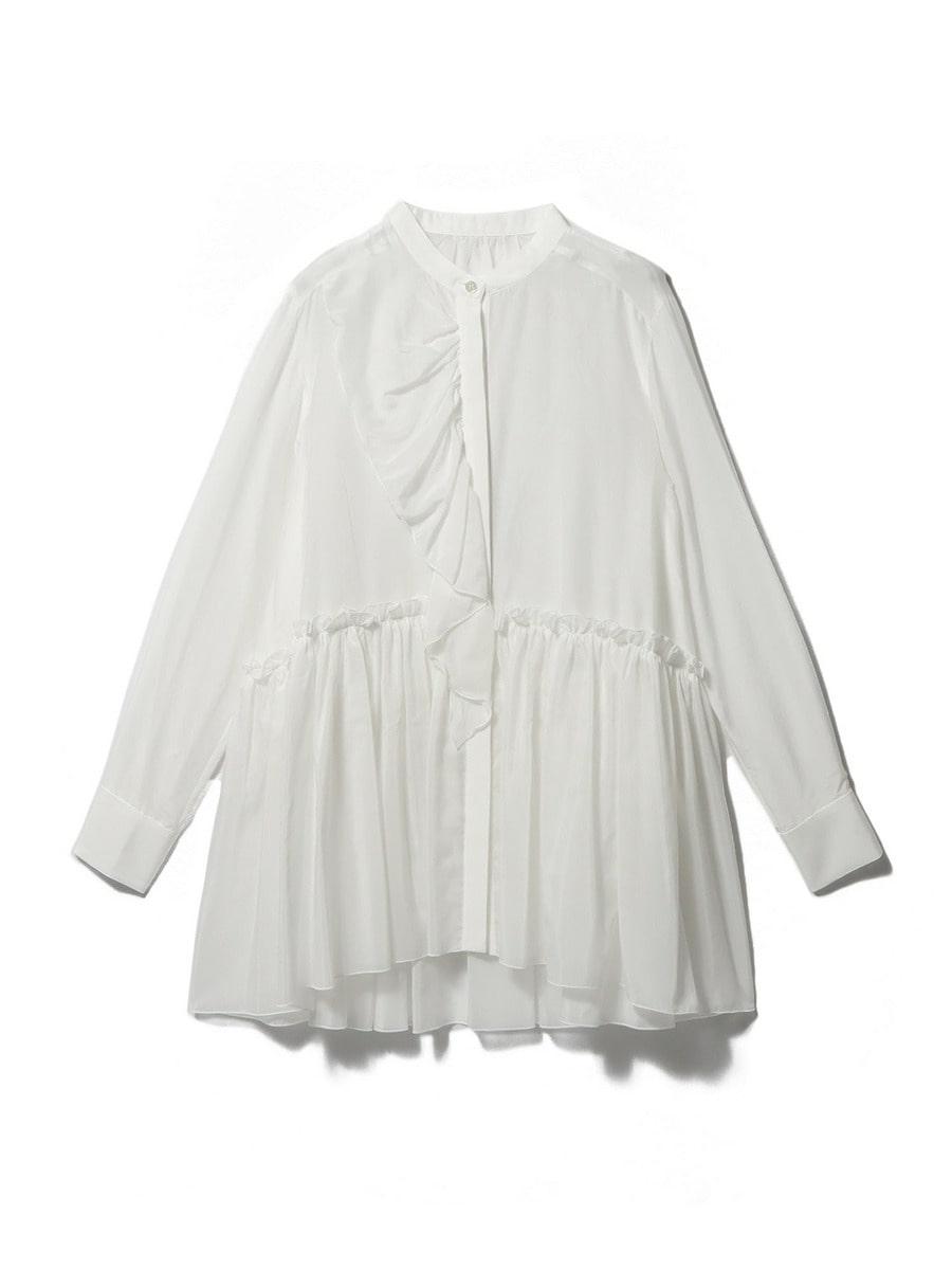 ESTNATION / コットンシルク フリルチュニックブラウス《EXCLUSIVE