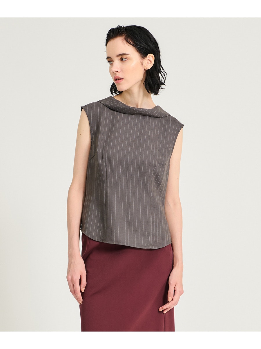 ピンストバックコンシャス ノースリーブブラウス
