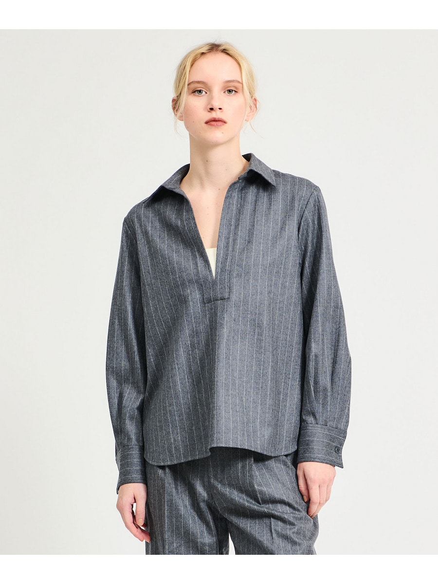 ウールストライプブラウス