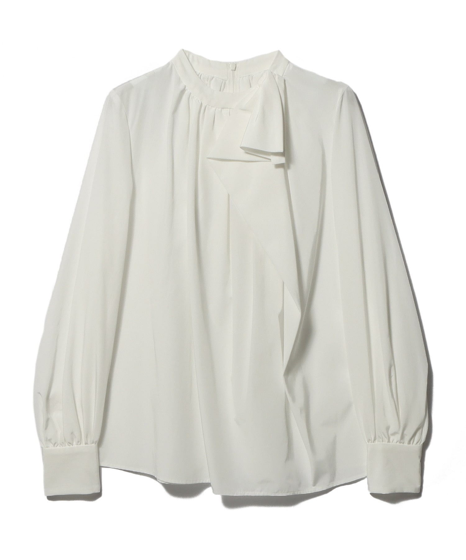 リボンタイ襟ブラウス
