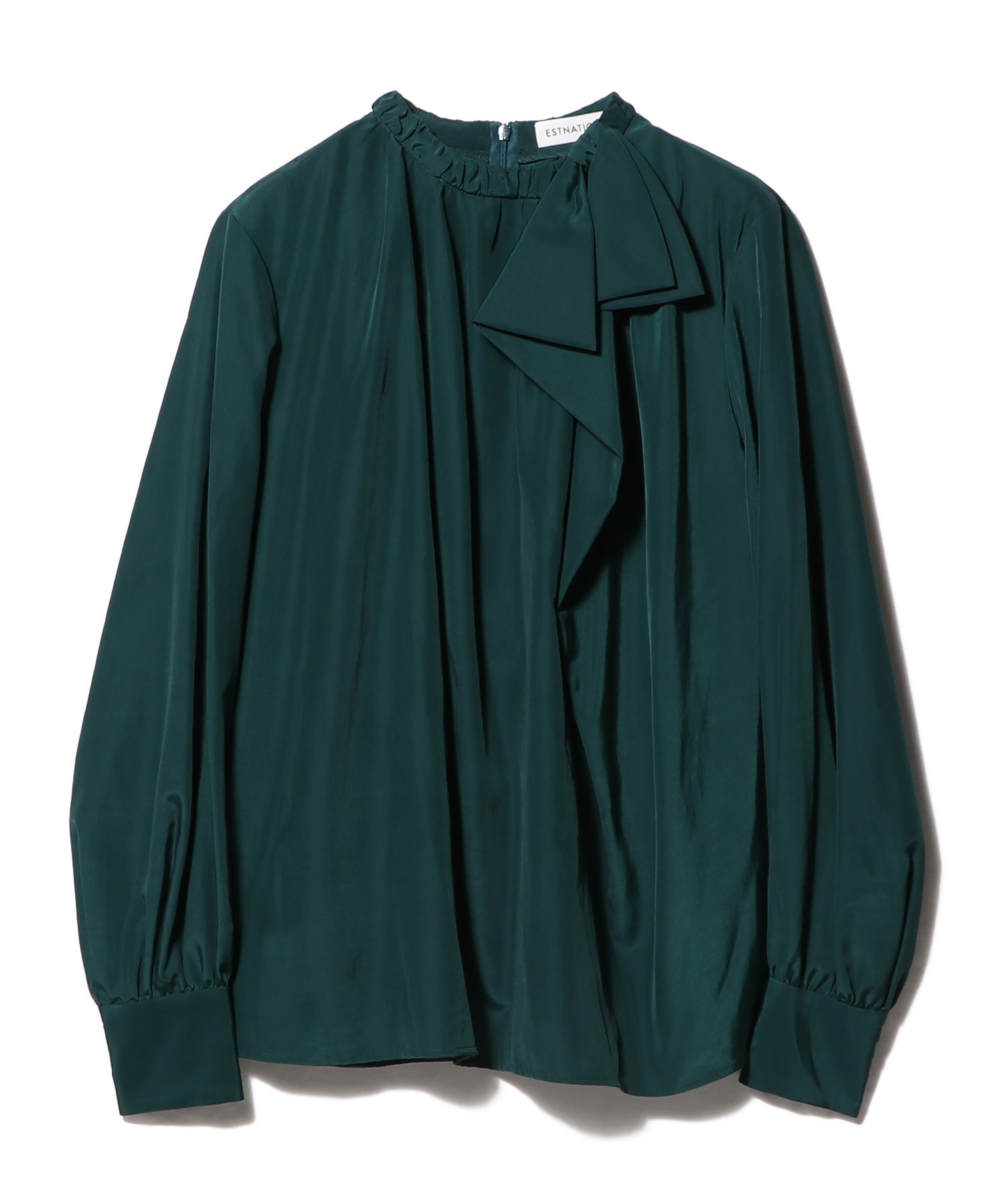 リボンタイ襟ブラウス