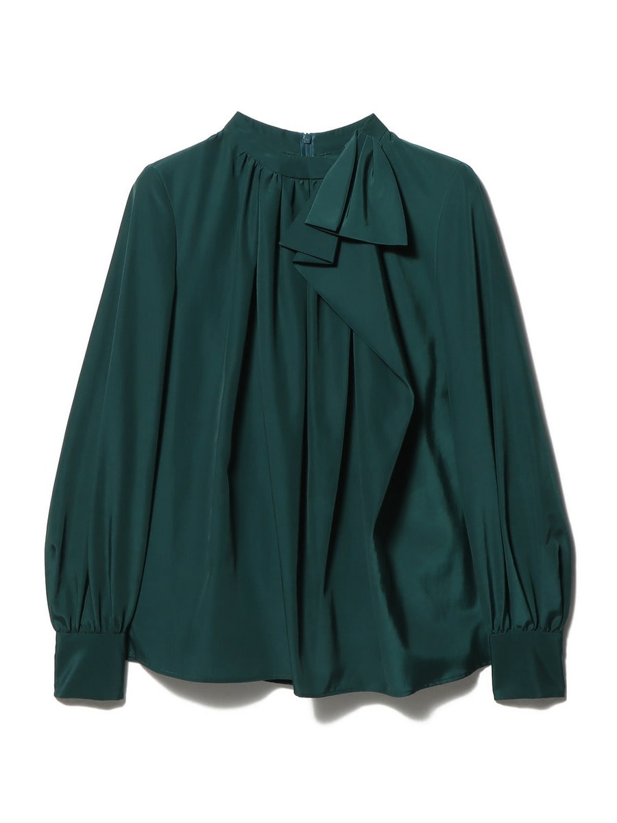 リボンタイ襟ブラウス
