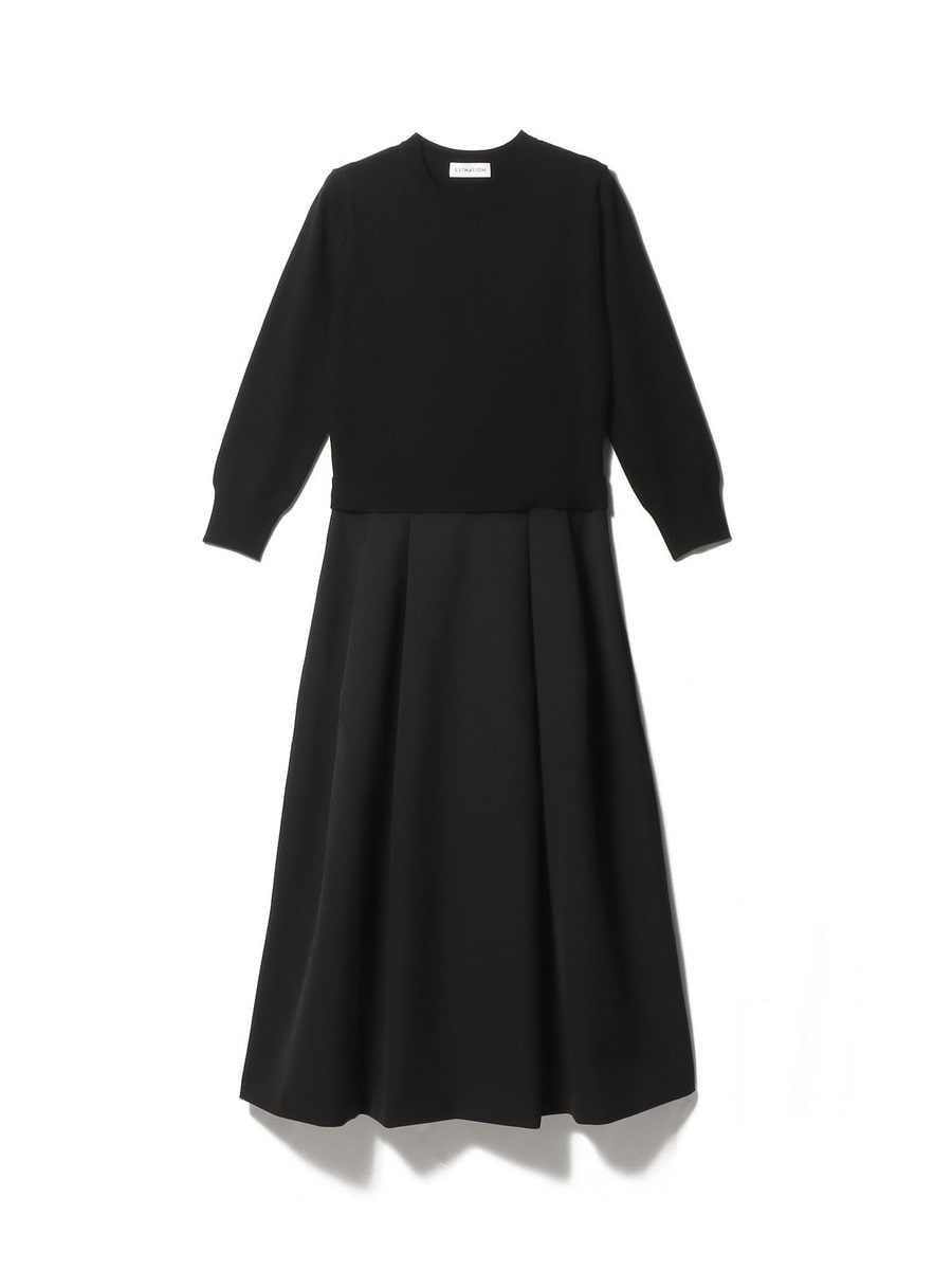 エストネーション コンビニットワンピース ブラック ロング 洗える ESTNATION（エストネーション）の「ESTNATION / コンビニット