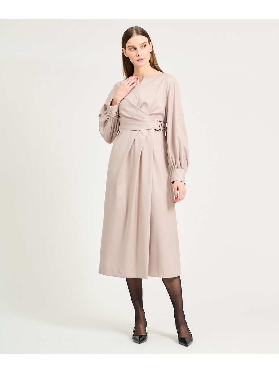 ストレッチギャバジン カシュクールワンピース