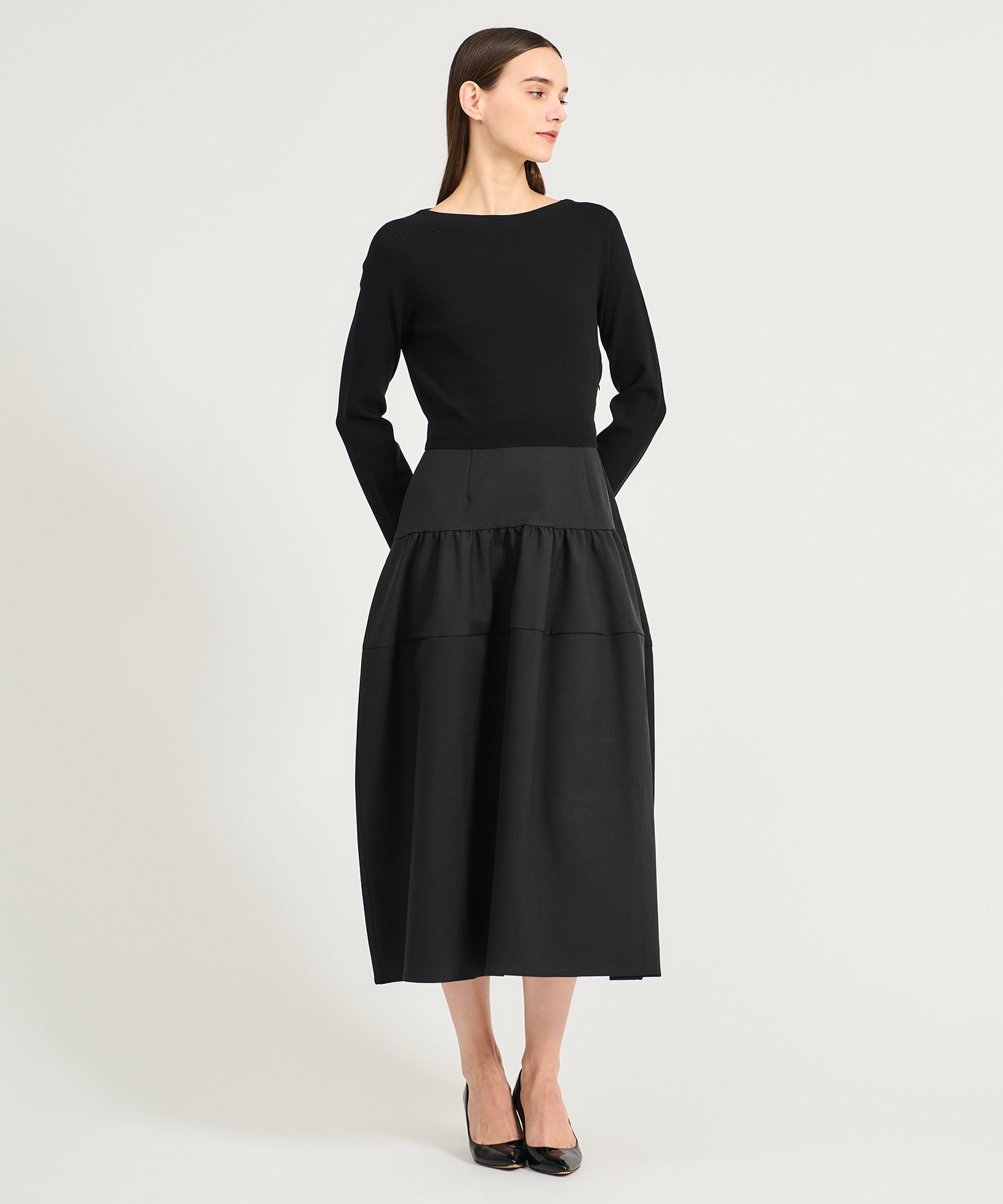 布帛コンビワンピース