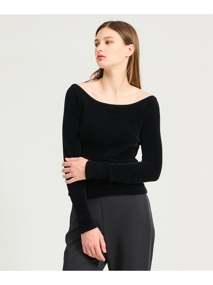 ベロアオフショルニット