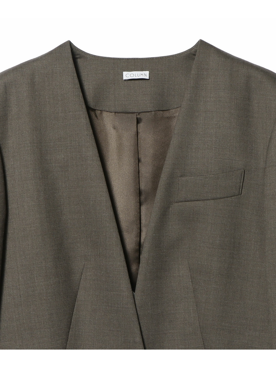 美品　COLUMN ノーカラージャケット　羽織り　L 定価6.6万 COLUMN / ノーカラージャケット｜ESTNATION ONLINE STORE