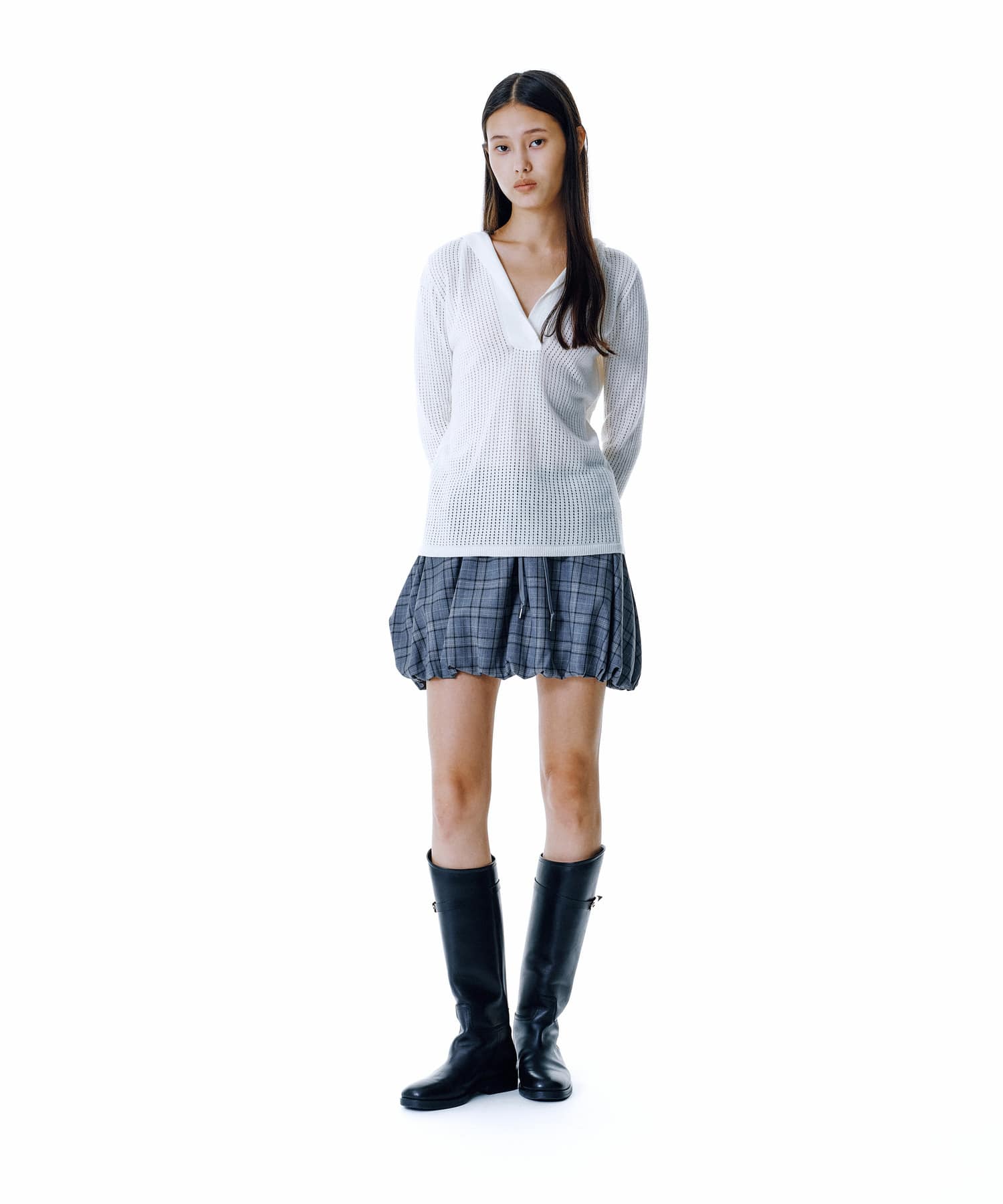 Balloon Check Mini Skirt