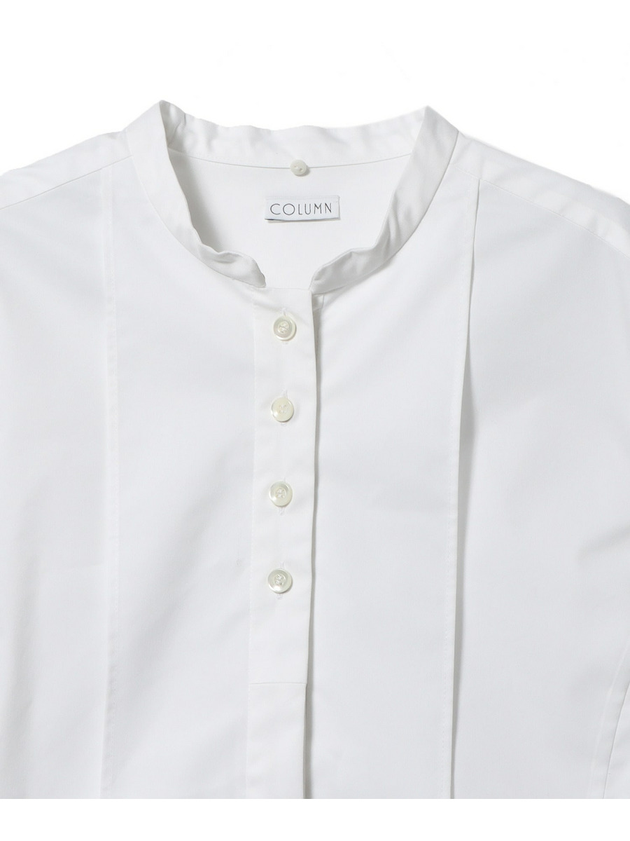 エストネーション取扱い　COLUMN くるみボタンブラウス　白 COLUMN / ボウタイブラウス＜THE COLUMN＞｜ESTNATION ONLINE STORE