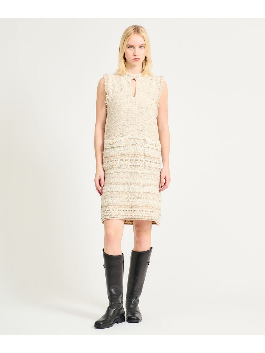 クラシックファンシーツイード ニットワンピース