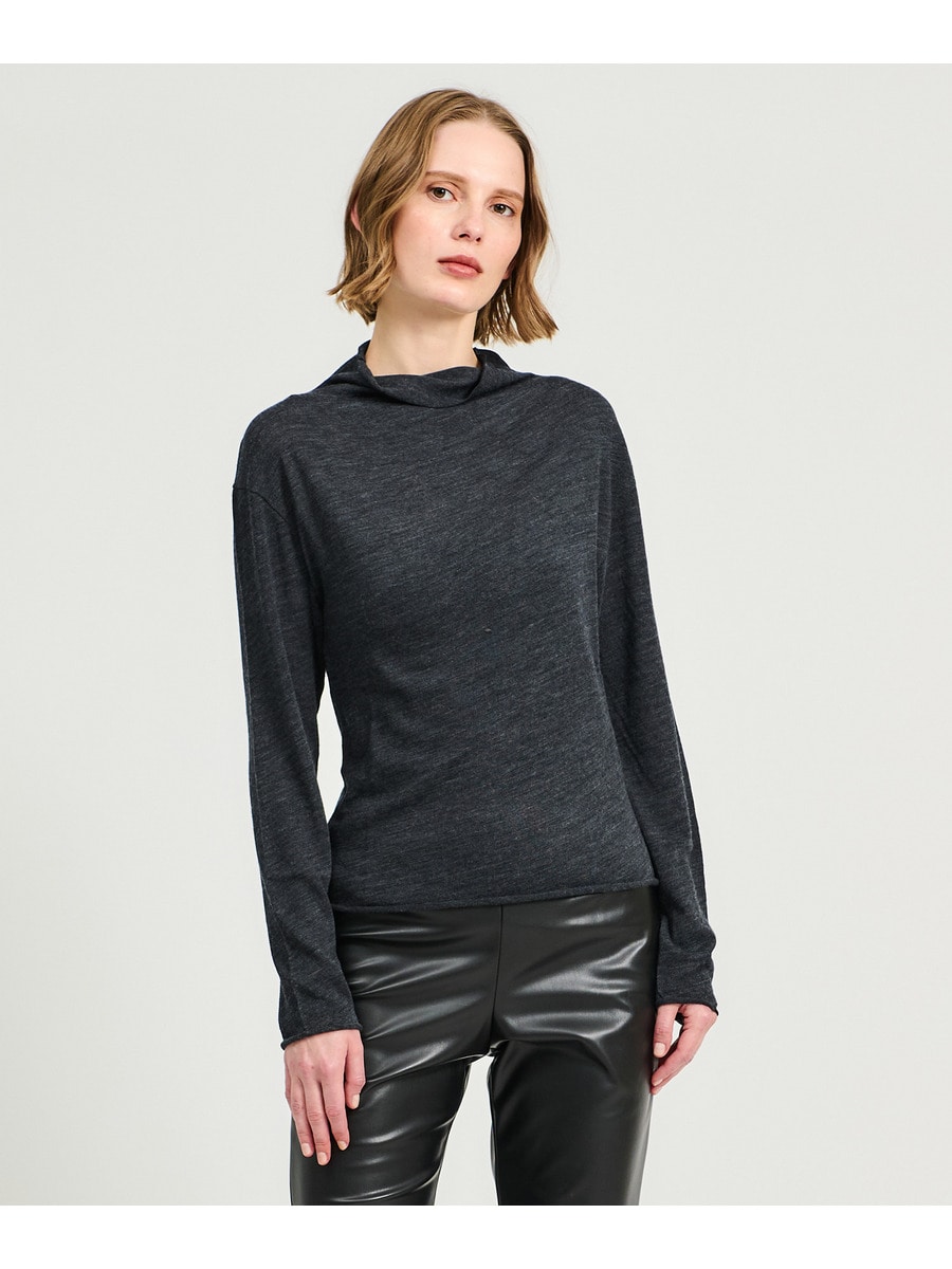 ソフトウール ハイネック カットソー