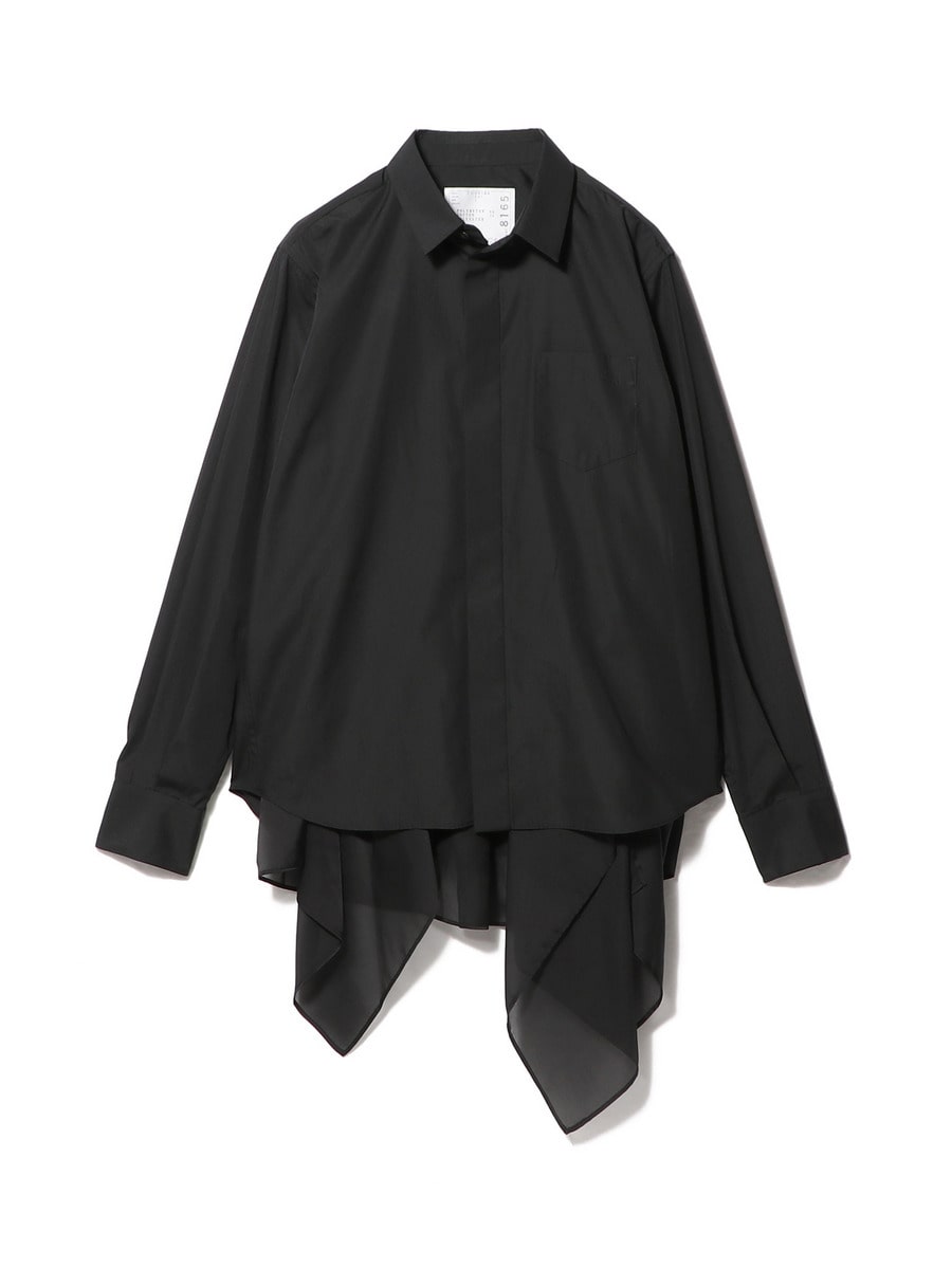 美品 サカイ オーガンジー コットン ポプリン ドッキングシャツ シアーブラック 美品 サカイ オーガンジー コットン ポプリン ドッキングシャツ シアー
