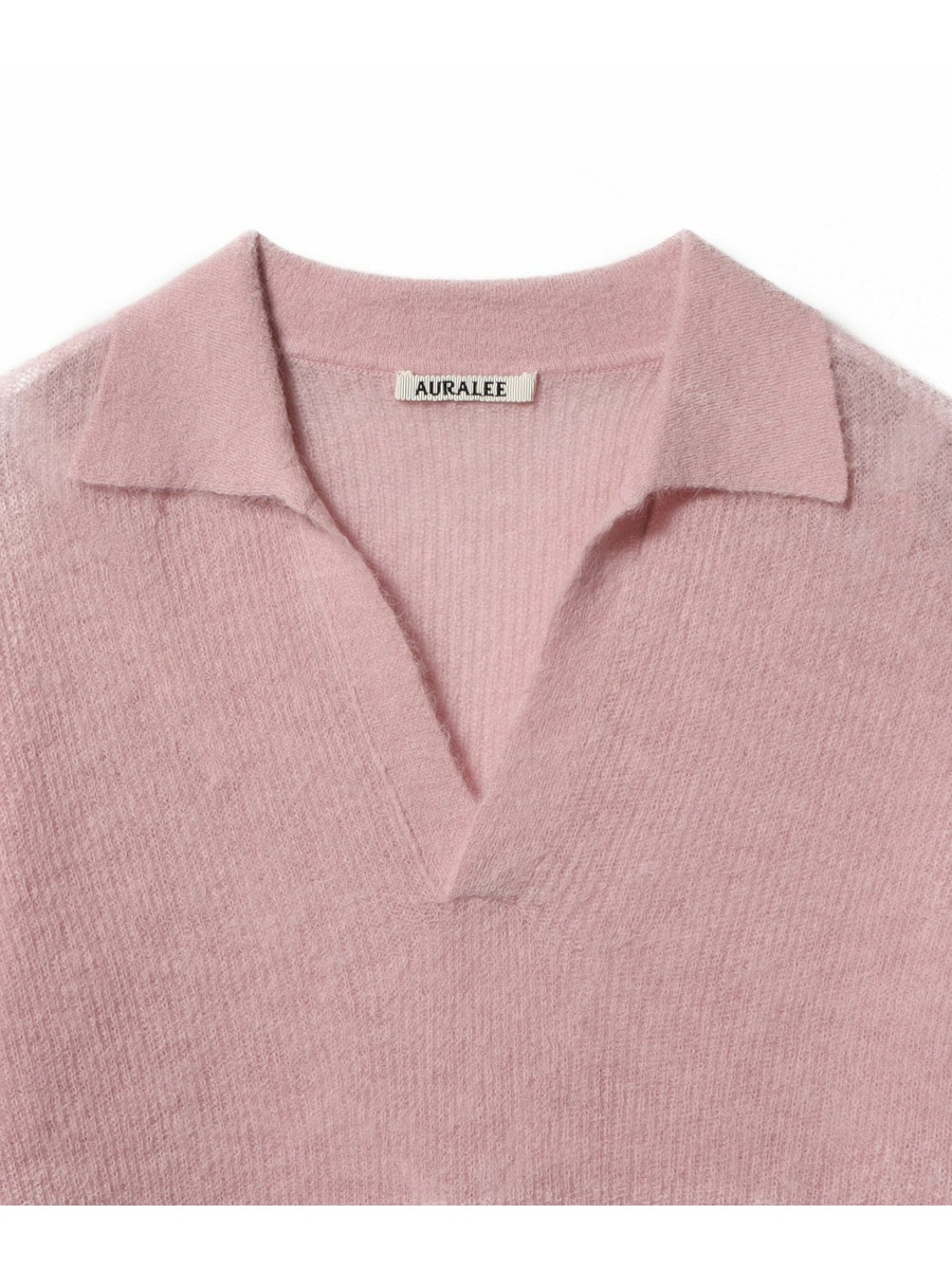 AURALEE 水色 ポロニット Auralee リブニット ポロシャツ | ブルー | FARFETCH JP