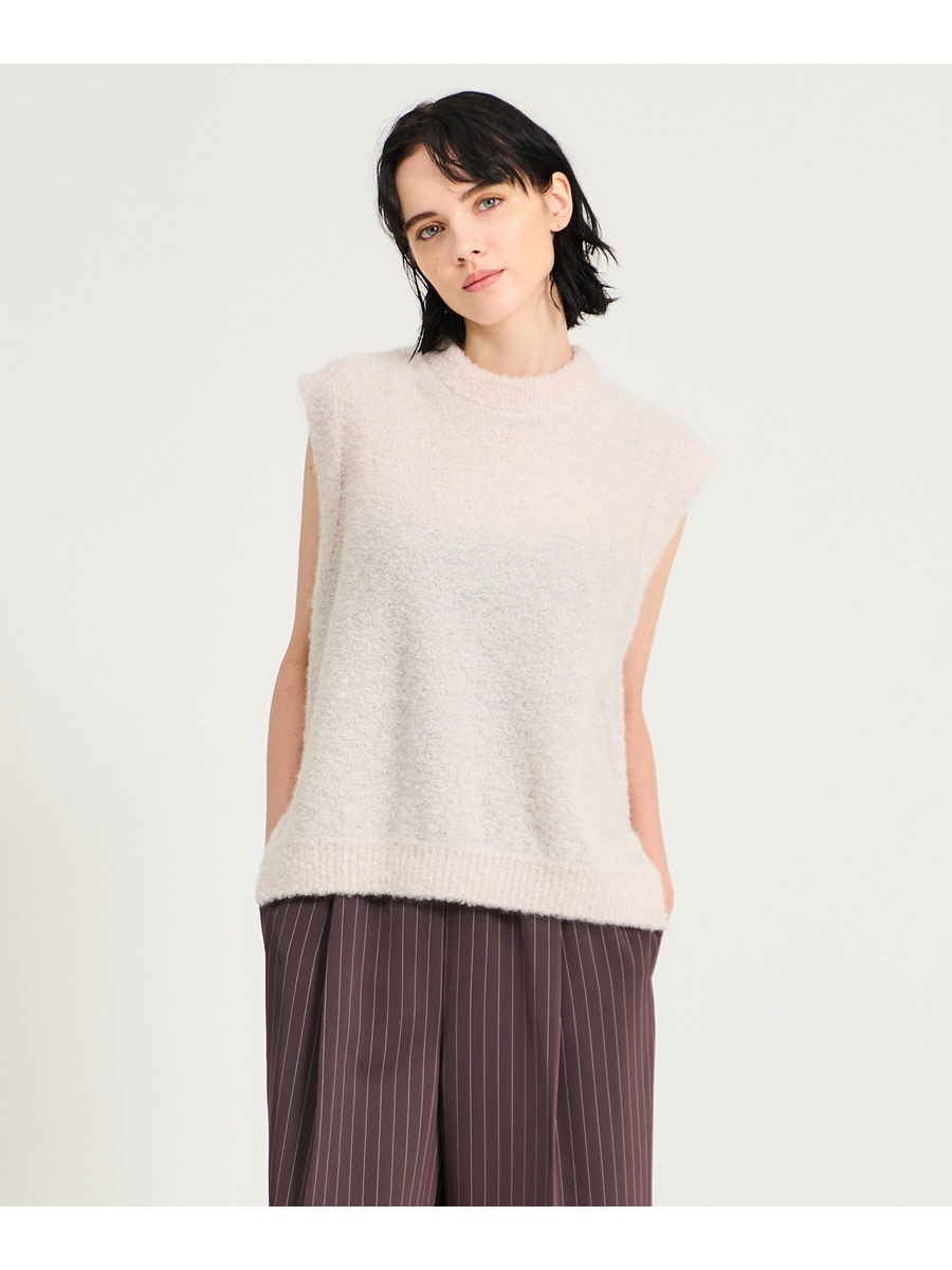 kolor 20aw モヘアニットベスト knit-02247 モヘア混 マルチボーダー Vネック ニットベスト | L