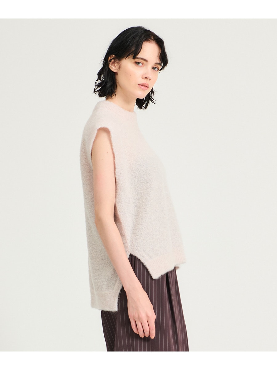 kolor 20aw モヘアニットベスト knit-02247 モヘア混 マルチボーダー Vネック ニットベスト | L