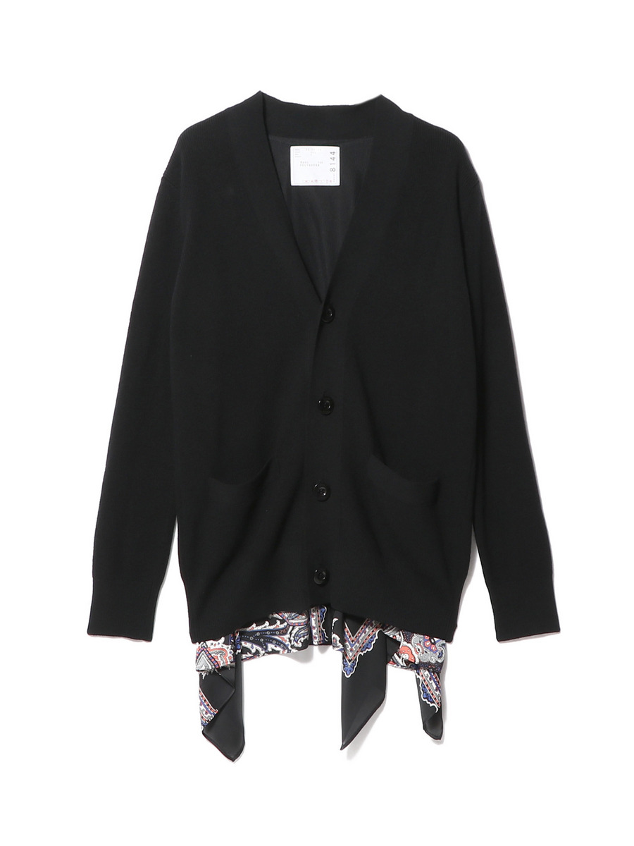 24 sacai サカイ黒 ニットカーディガン Vネック 長袖 24 sacai サカイ黒 ニットカーディガン Vネック 長袖
