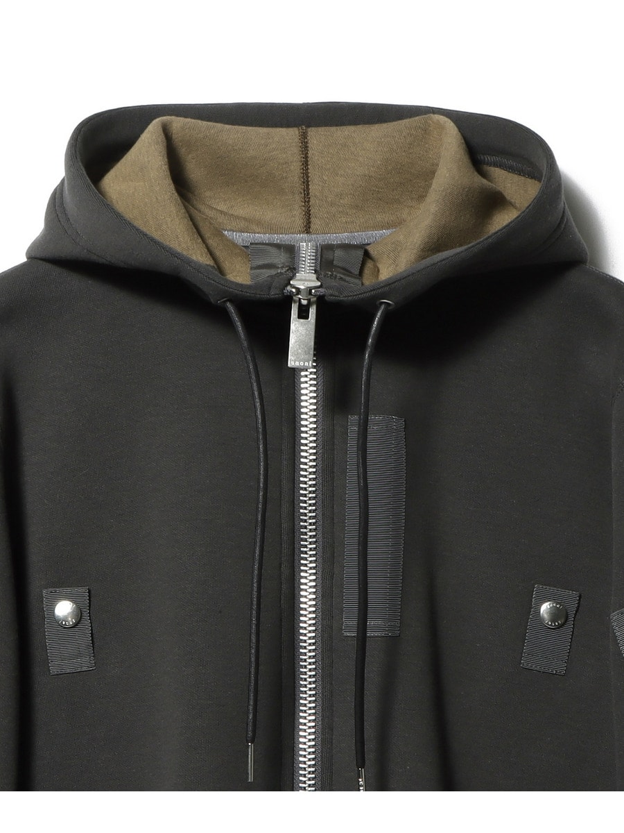 SACAI / スポンジスウェット×ナイロンツイル フーディー