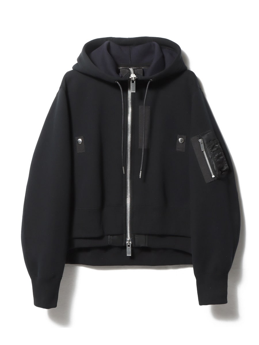 SACAI / スポンジスウェット×ナイロンツイル フーディー