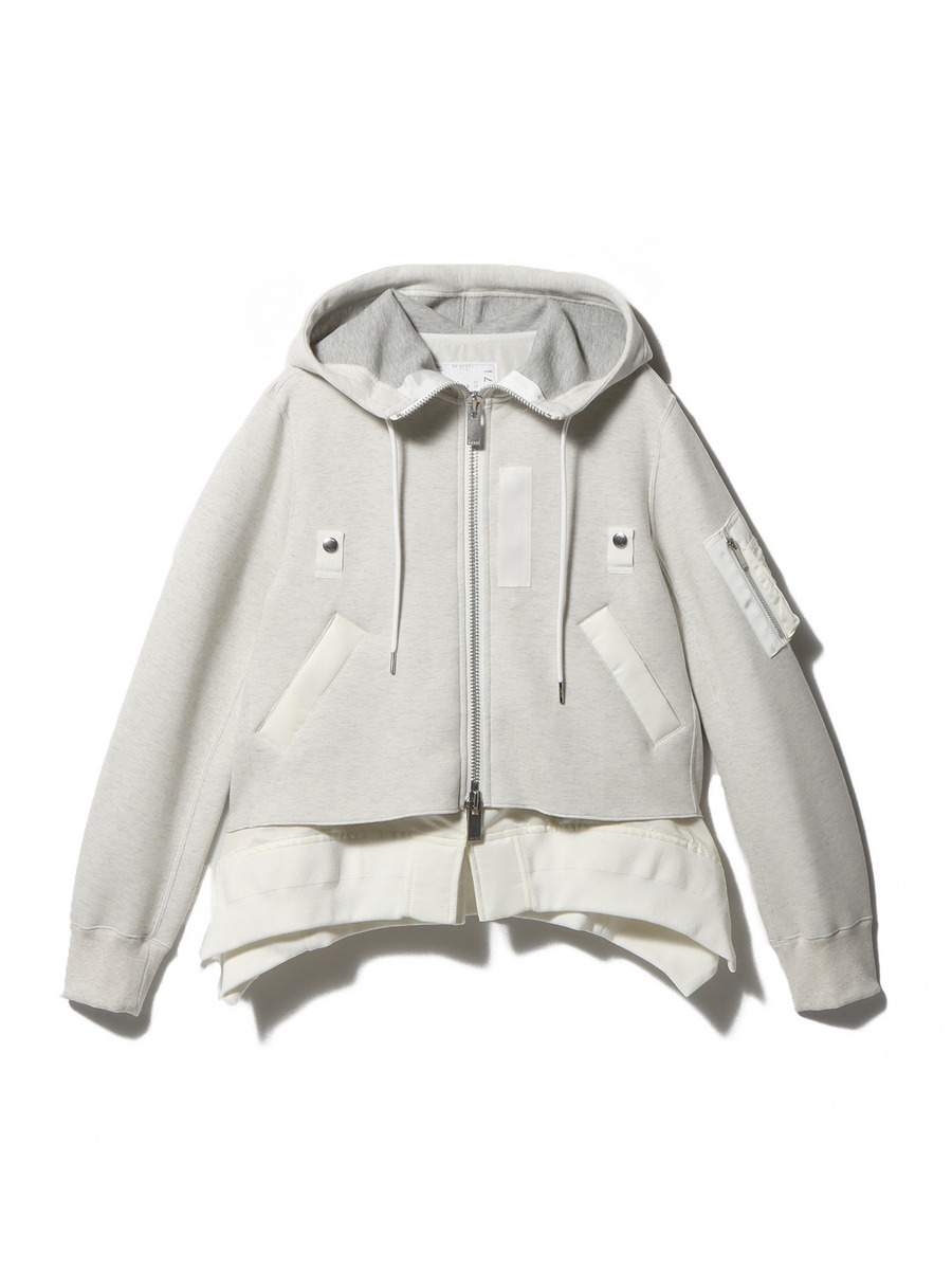 SACAI / スポンジスウェット×ナイロンツイル パーカー