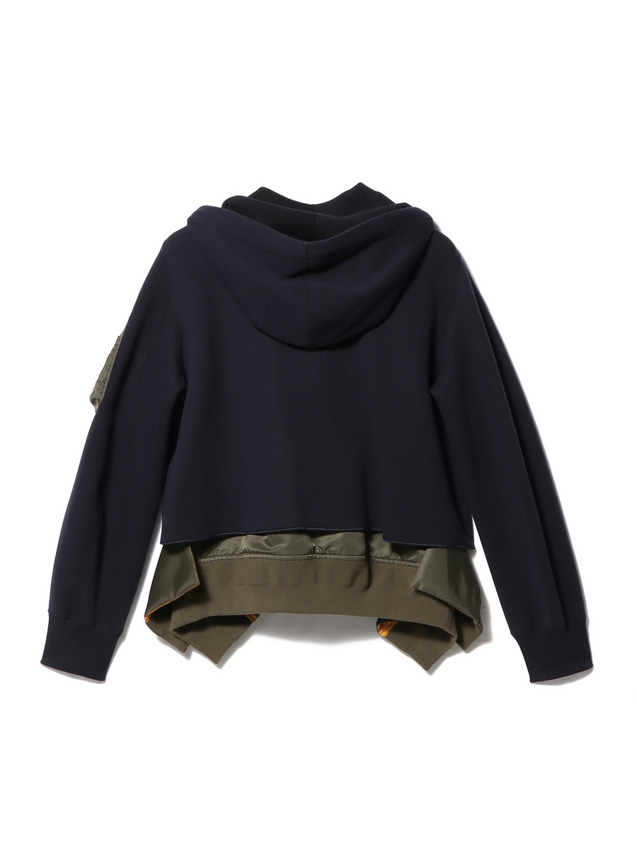 SACAI / スポンジスウェット×ナイロンツイル パーカー