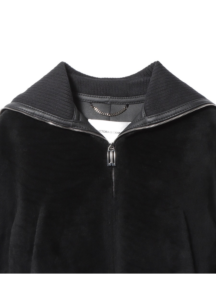【VICTORIA BECKHAM】国内発送☆ ブラックシアリングジャケット Victoria Beckham Black Bonded Leather Jacket Victoria Beckham