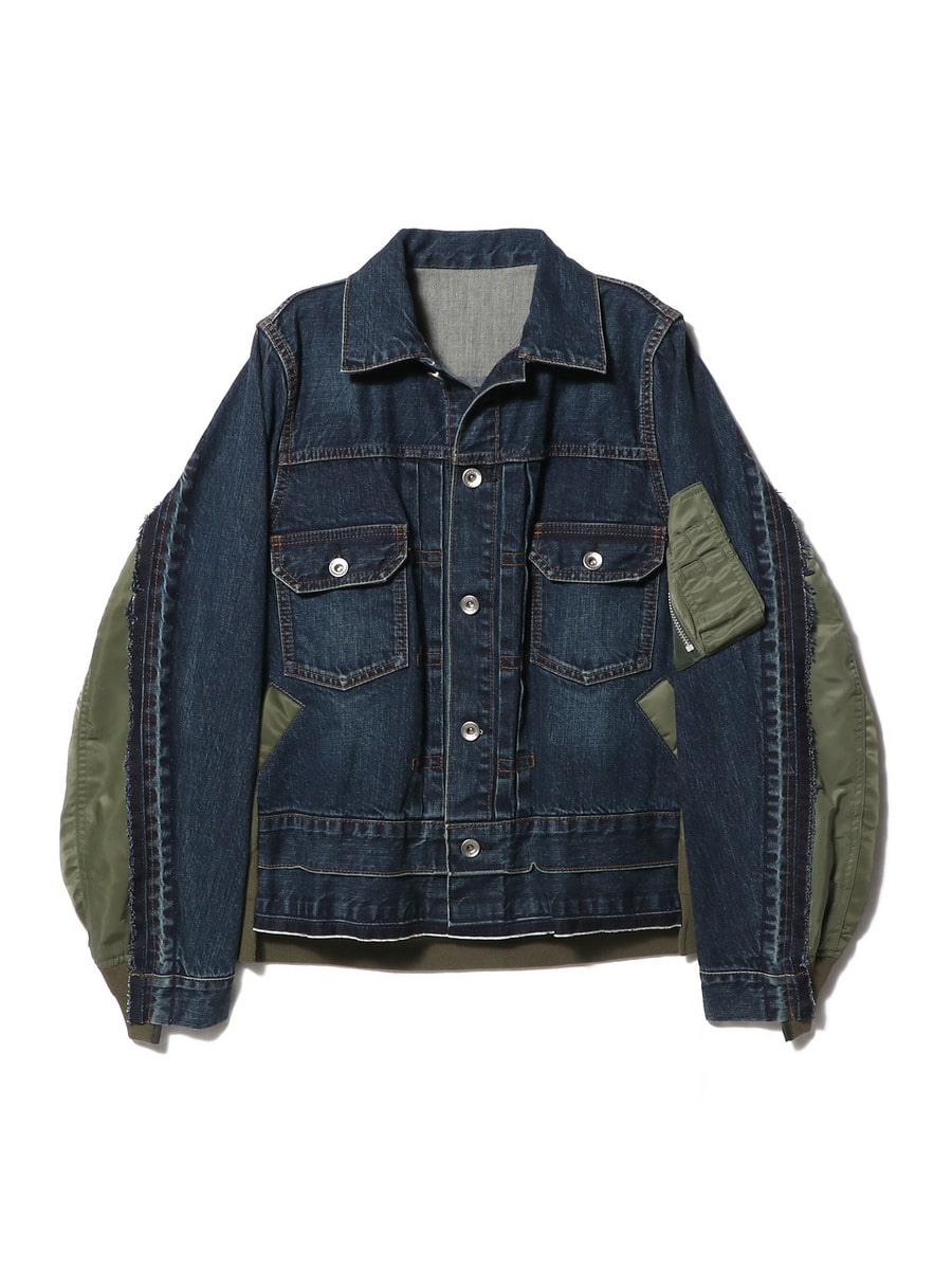 定価107800円　sacaiデニムジャケット サイズ1 sacai 2021SS「Denim x MA-1 Jacket」異素材デニムジャケット