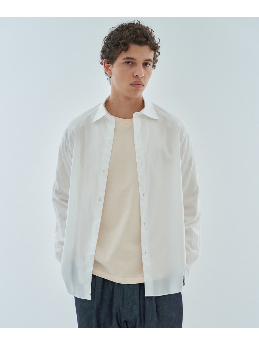 コットンシャンブレー ワイドカラーシャツ