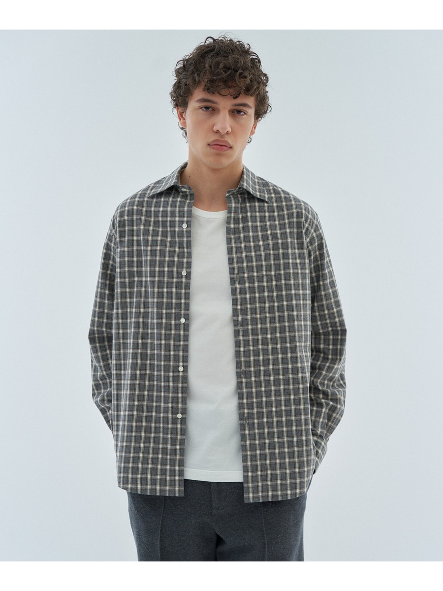 コットンフランネル ブラウンチェックシャツ