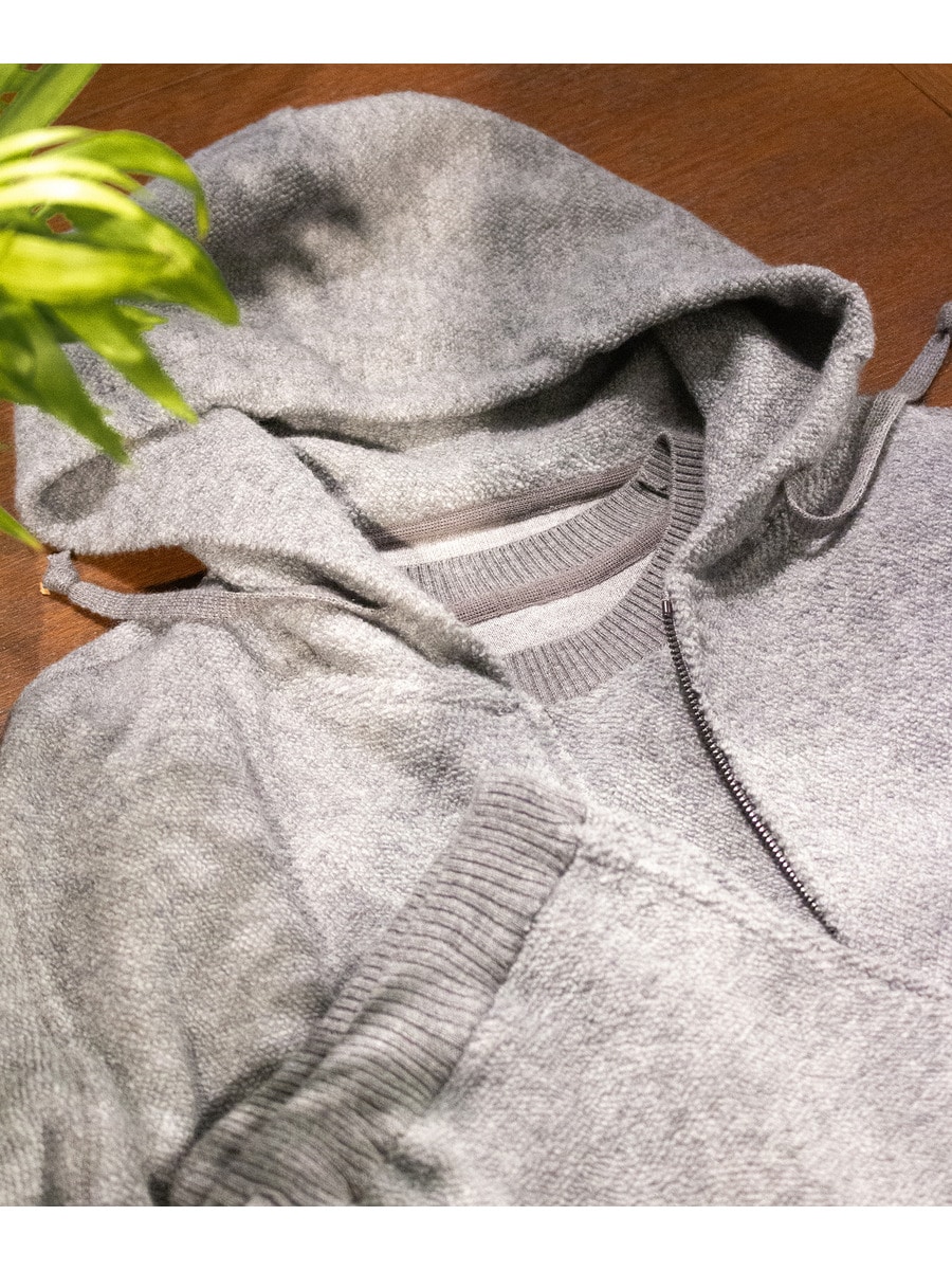 【SALE】カシミアブレンド ジップフーディー ESTNATION / カシミヤミックス パイルジップフーディー