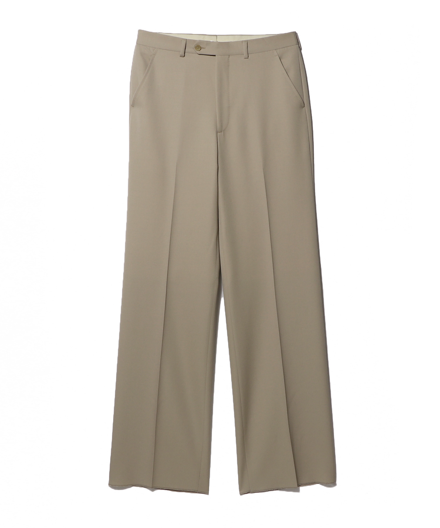 WIDE HIGH-WAISTED TROUSERS IN GABARDINE – BEIGE
