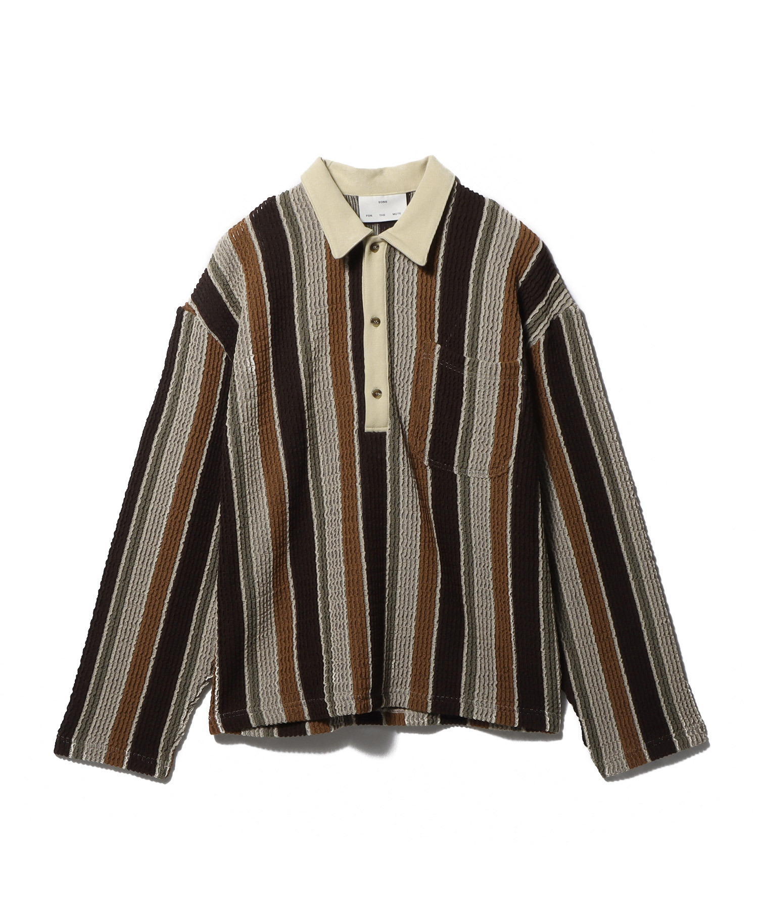 Brown Striped Long Sleeve Polo