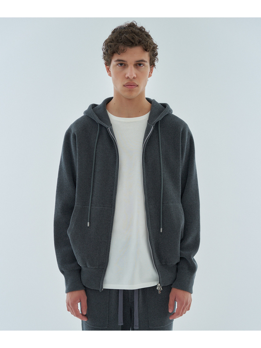 美品　ESTNATION　フード付きパーカー ESTNATION / カシミヤタッチ ジップアップパーカー｜ESTNATION