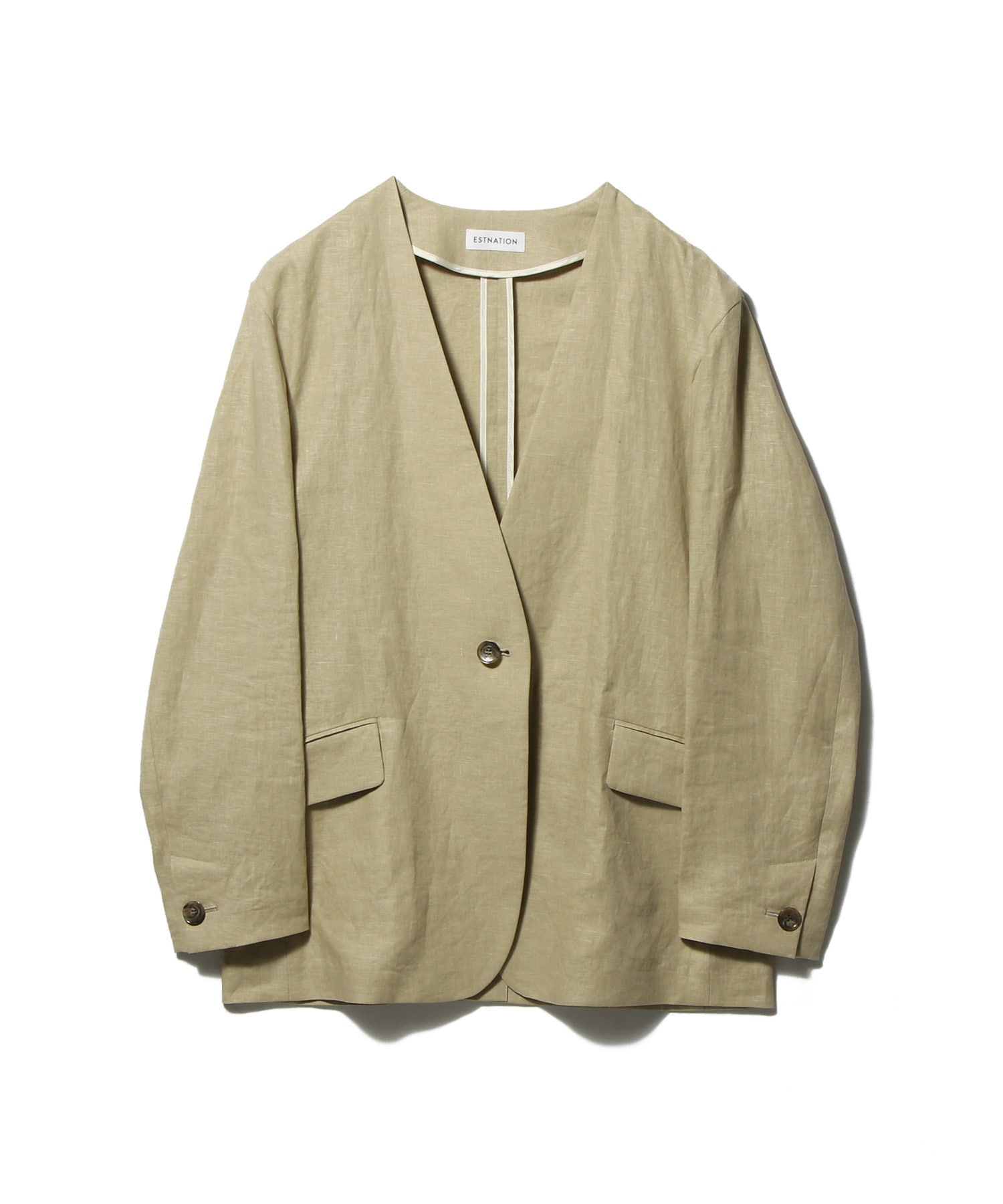 リネンノーカラージャケット