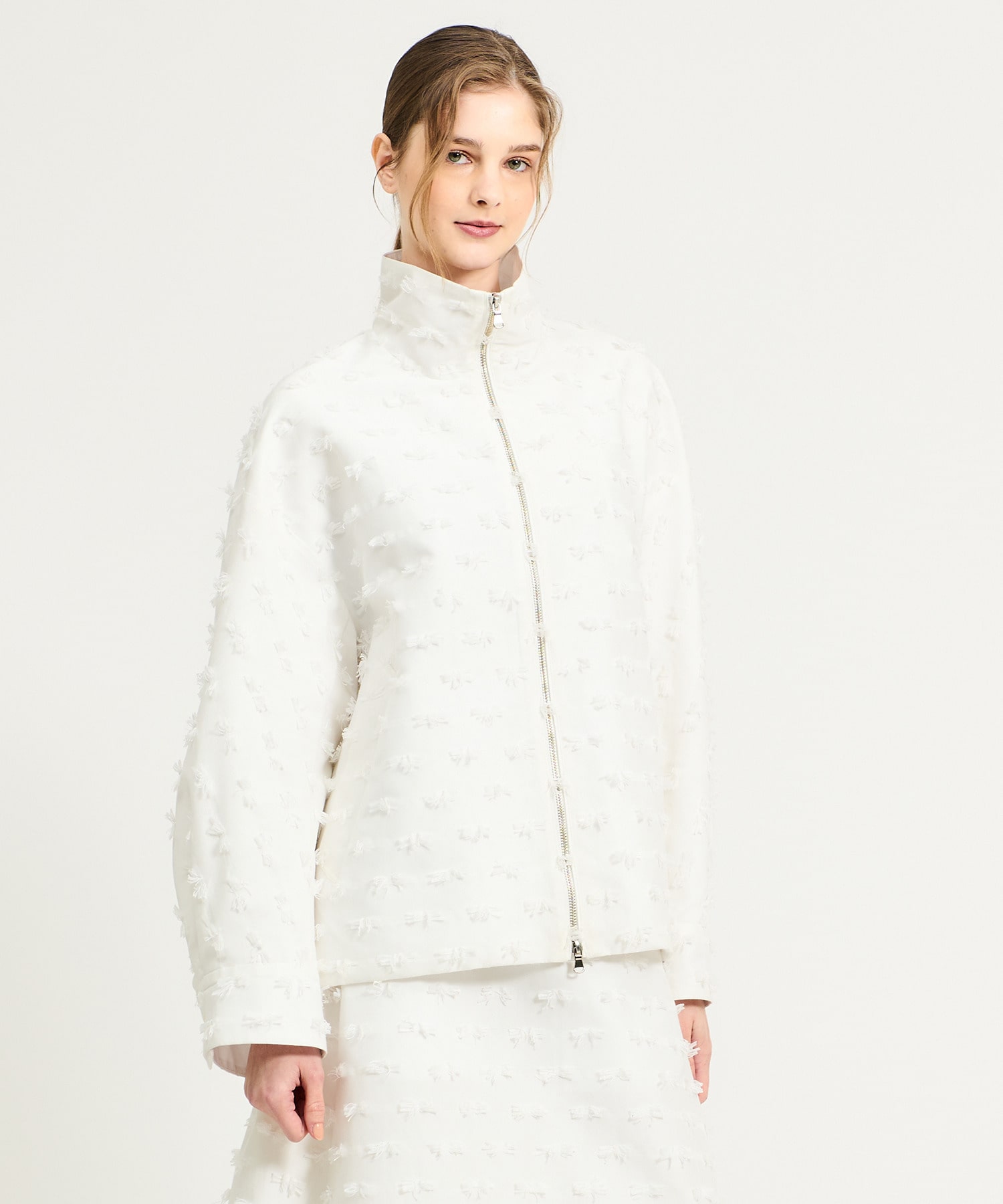 リボンカットジャガードブルゾン