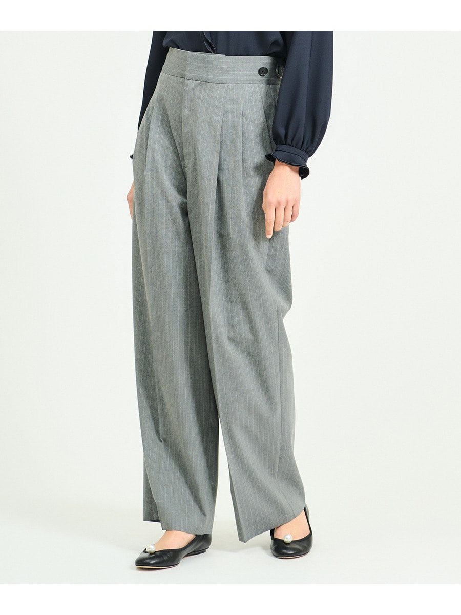 ピンストライプ ツータック パンツ