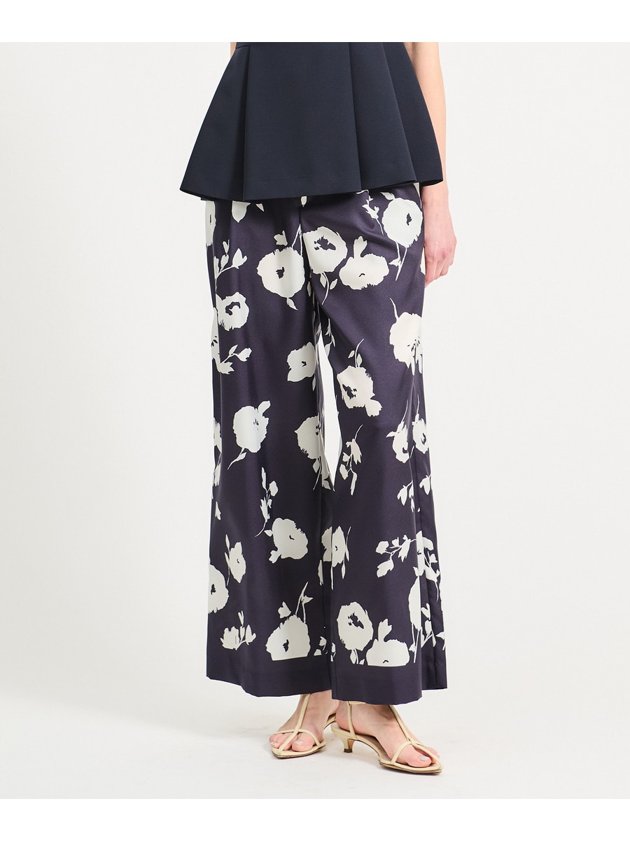 バイカラーフラワーパネルプリントパンツ