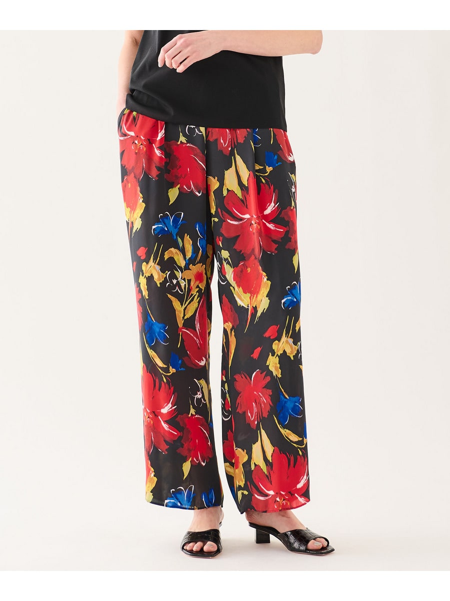 フラワープリントタックパンツ