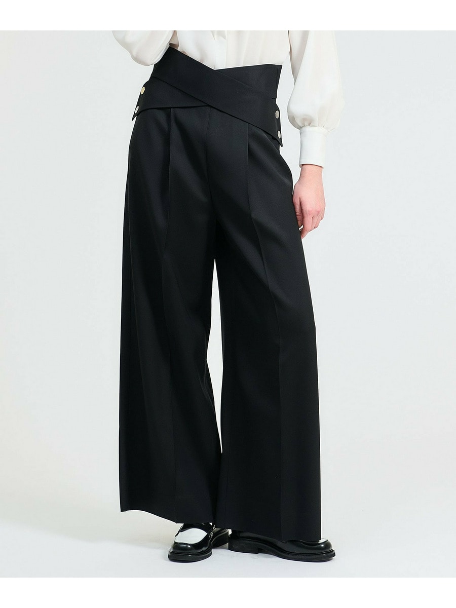 ウールレーヨン クロスベルトパンツ