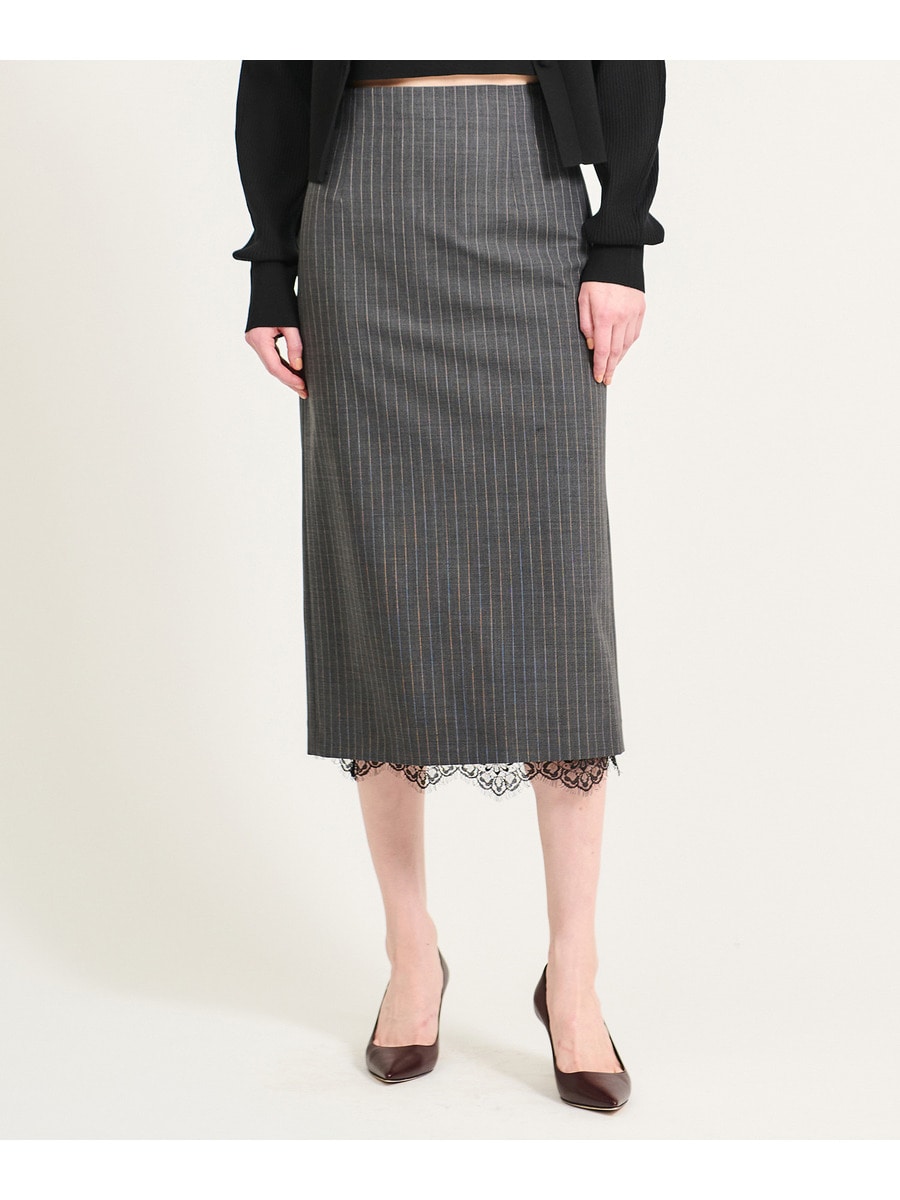 梳毛タイトペチレーススカート