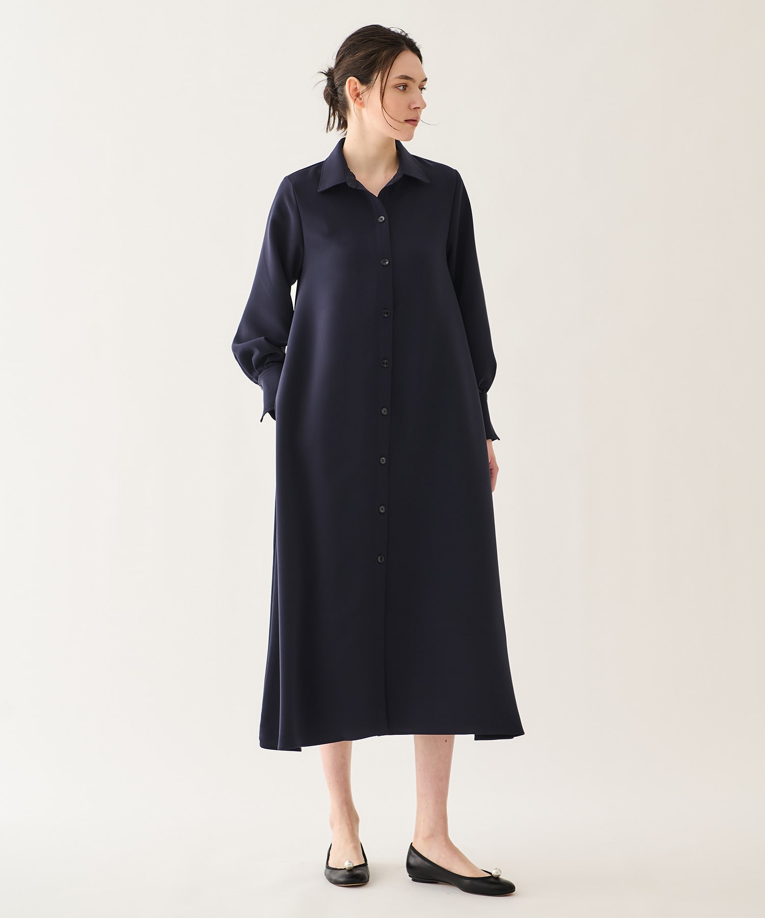 ベルト付きシャツワンピース