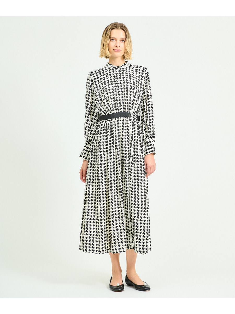 ハウンドトゥース ウエストタックワンピース