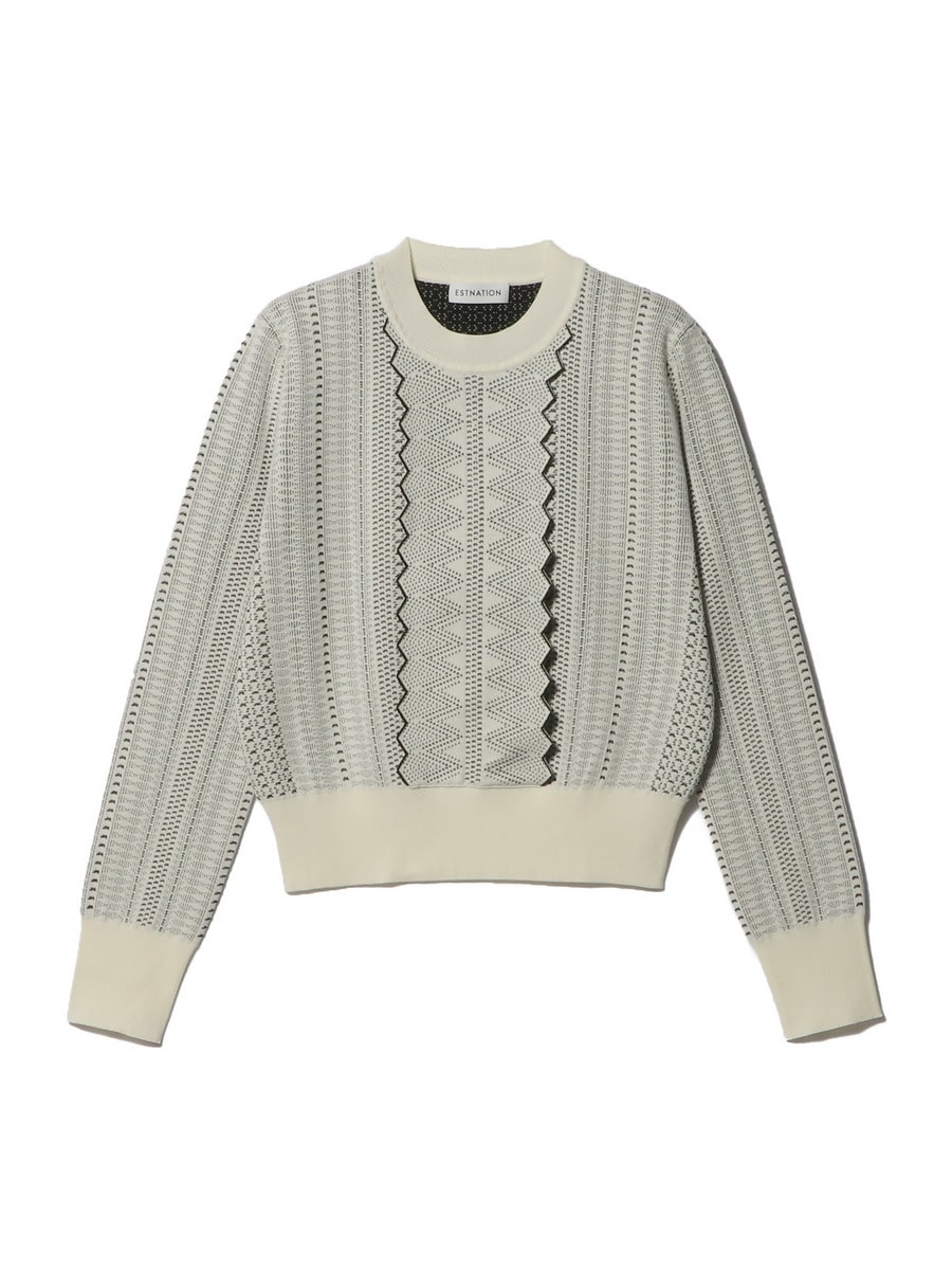 レース ジャガード クルーネック プルオーバー